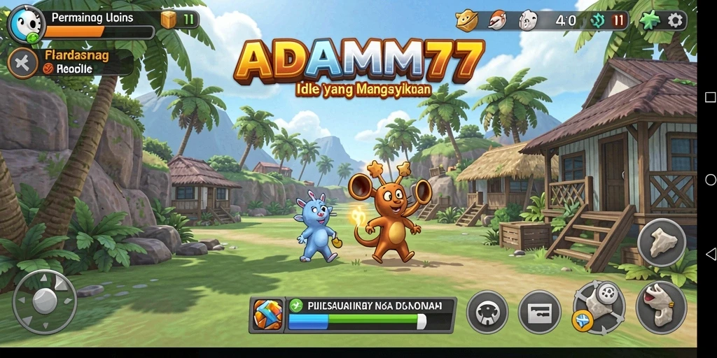 Tampilan gameplay ADAM77 dengan kemajuan otomatis yang menyenangkan.