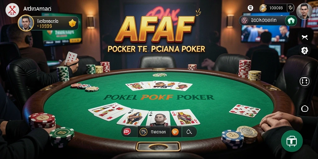Tangkapan layar utama AFAF menampilkan aksi permainan Poker yang mendebarkan.