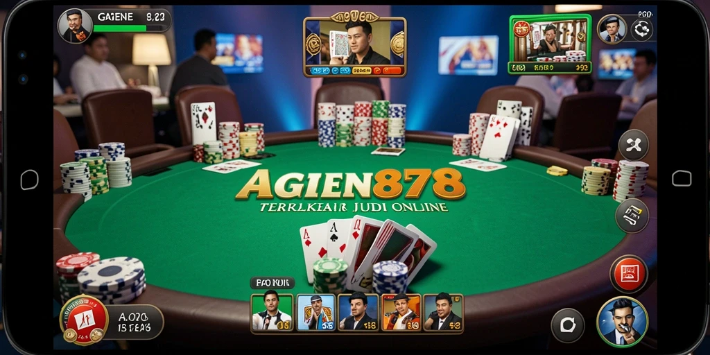 Screenshot AGEN878 menampilkan momen seru dalam permainan Poker.