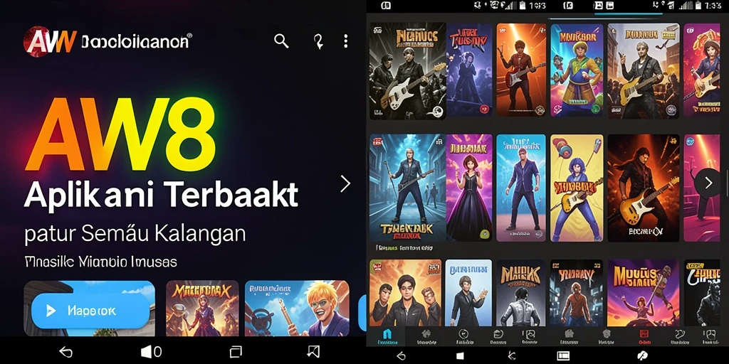 Tampilan gameplay menarik di AW8 dengan musik dan grafik yang memukau.