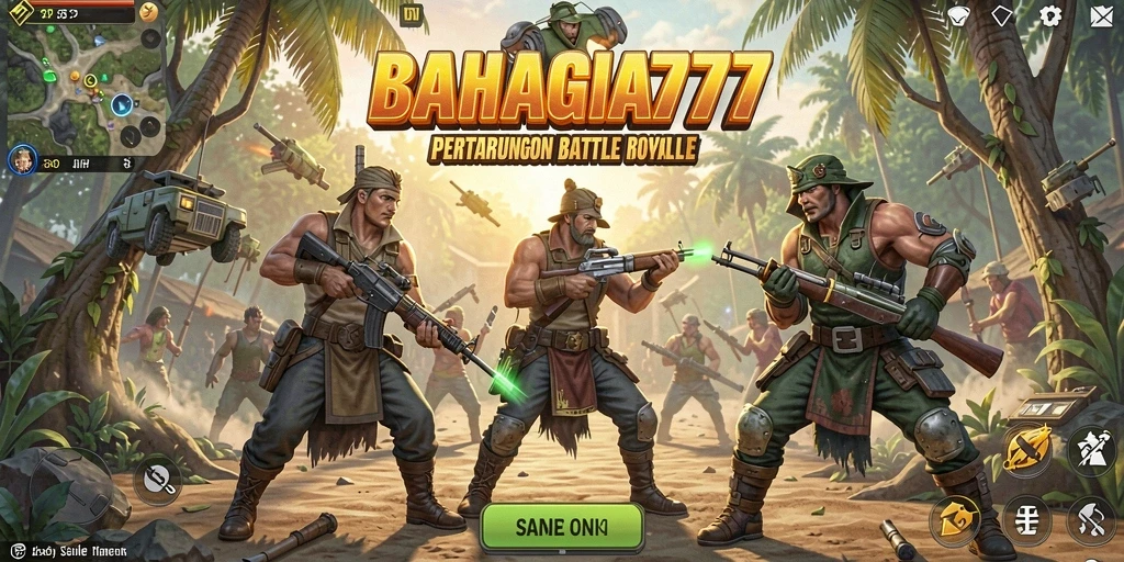 Tangkapan layar menampilkan aksi seru dalam BAHAGIA777 Battle Royale.