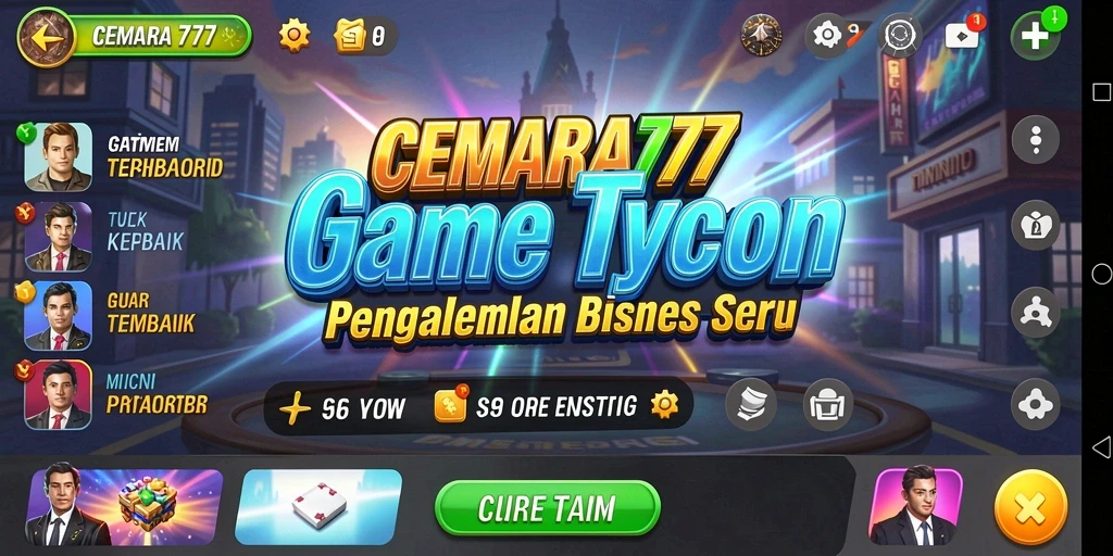 Tampilan gameplay seru CEMARA777 yang menggambarkan strategi bisnis.