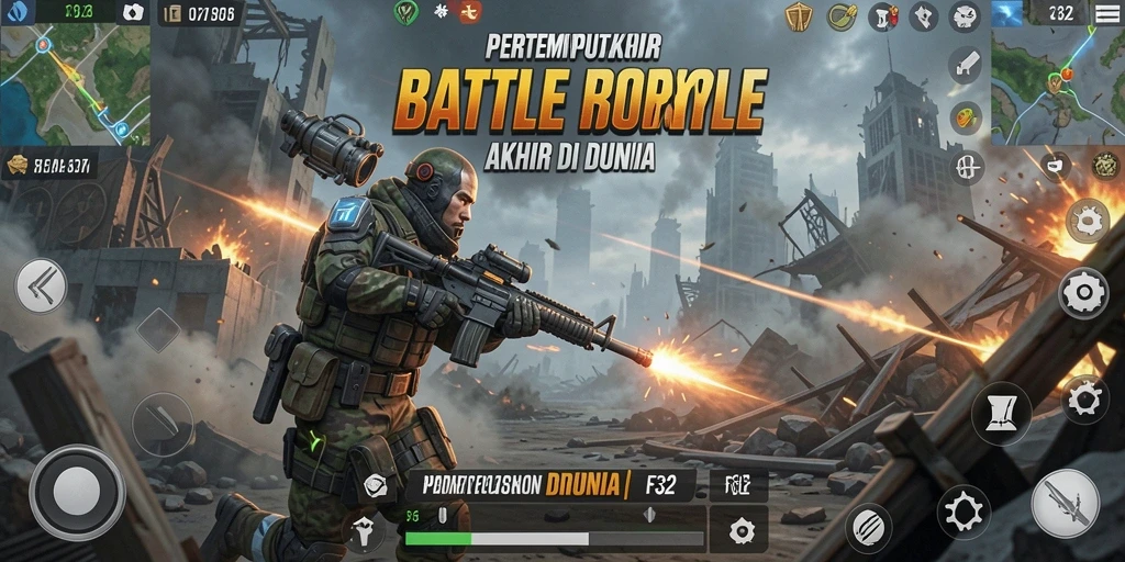 Gameplay intens F32 dengan pertempuran Battle Royale yang mendebarkan.