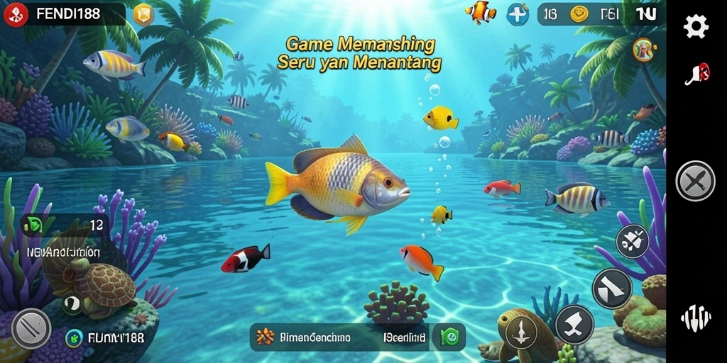 Tampilan gameplay FENDI188 yang menampilkan petualangan memancing yang seru.