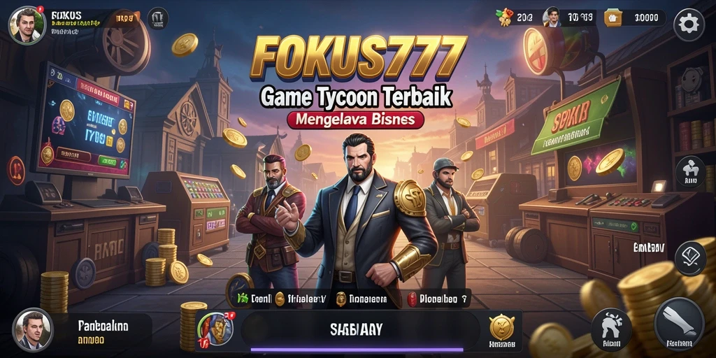 Screenshot menunjukkan momen seru dalam permainan tycoon FOKUS777.
