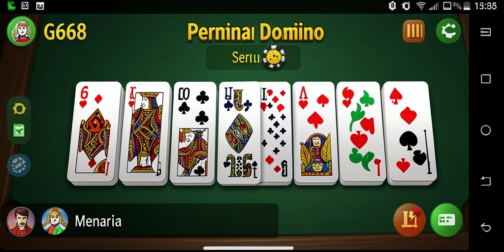Screenshot G668 yang menampilkan gameplay Domino yang menyenangkan.