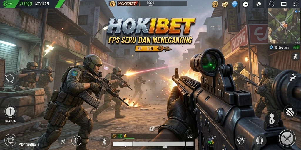 Screenshot HOKIBET menampilkan aksi tembak-menembak yang intens.