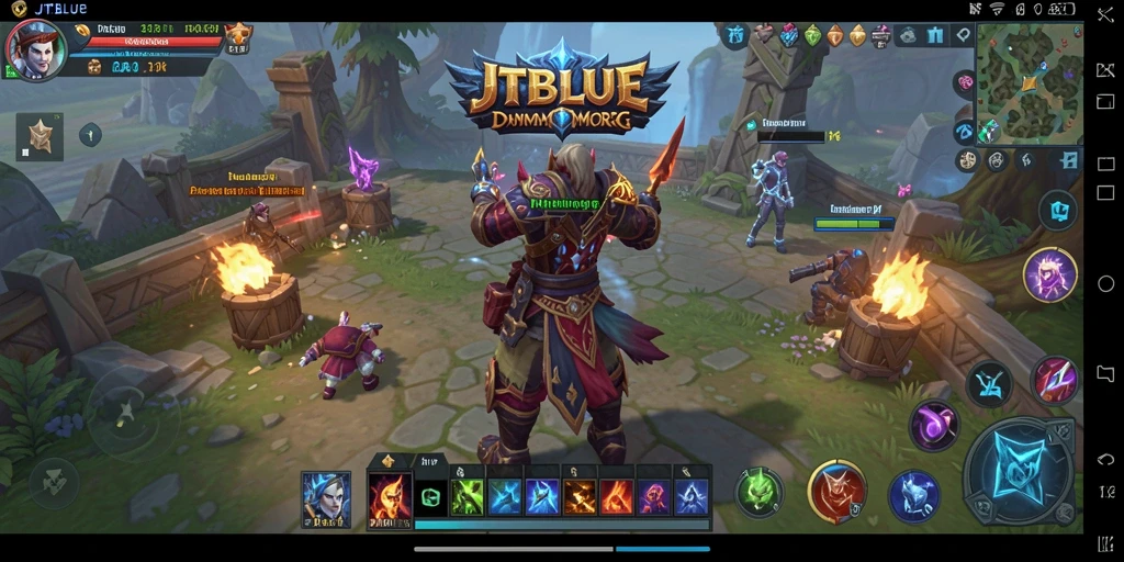 Tampilan gameplay yang mendebarkan di dunia JTBLUE dengan pertarungan seru.