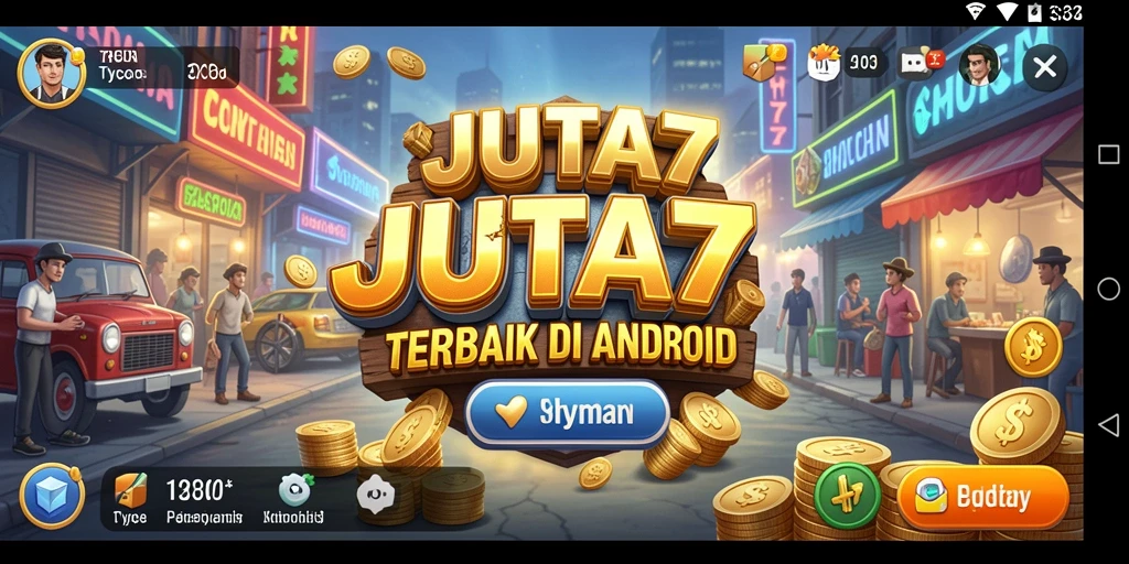 Tampilan gameplay menarik dari JUTA7 yang menggambarkan bisnis yang sedang berkembang.