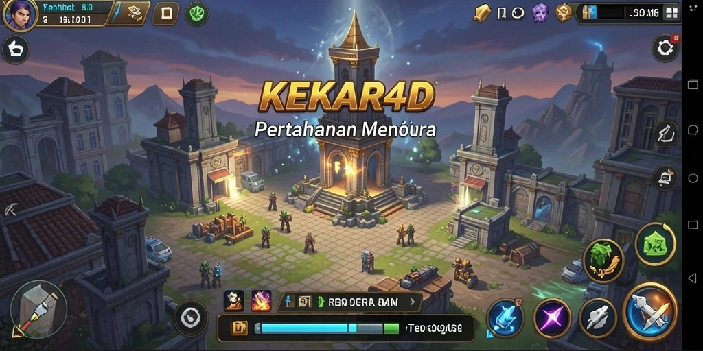 Tampilan gameplay KEKAR4D yang mendebarkan dalam pertempuran Tower Defense.
