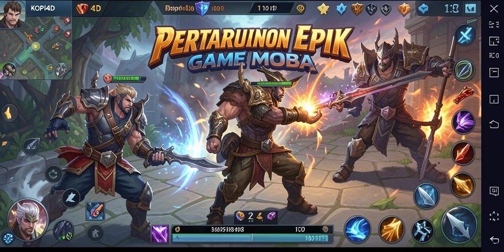 Screenshot menampilkan aksi seru dalam gameplay MOBA KOPI4D.