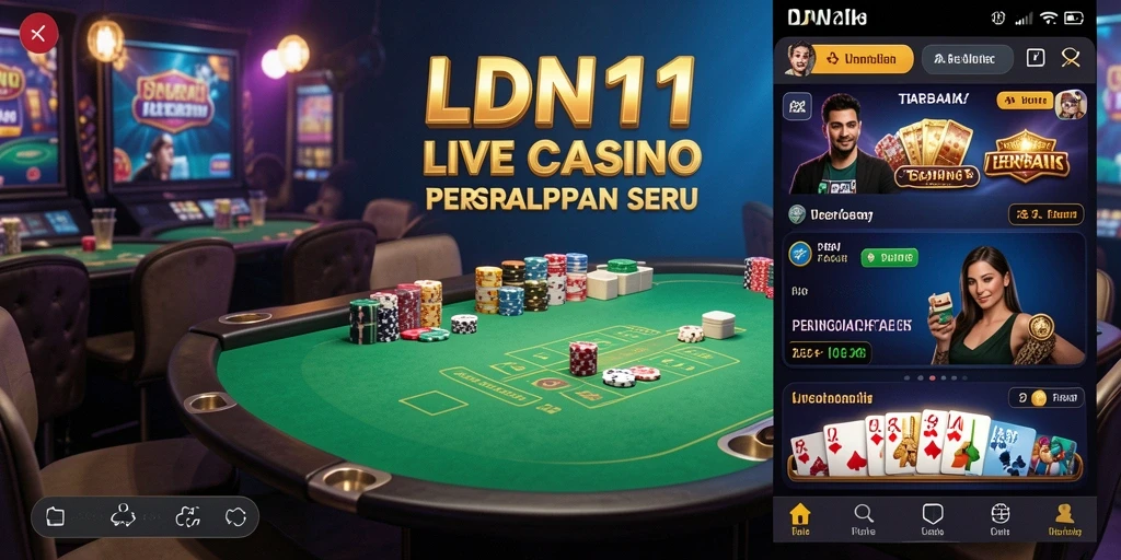Screenshot gameplay LDN11 menampilkan dealer langsung yang ramah dan suasana casino yang seru.