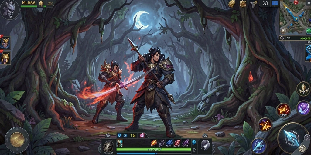 Gameplay MLBB8 yang menyeramkan dengan makhluk malam yang mengintai.