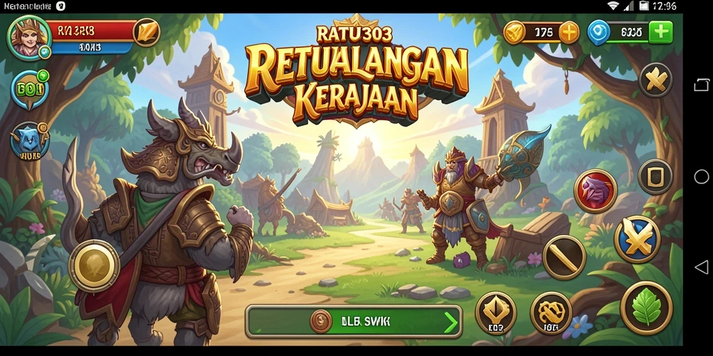 Screenshot dari gameplay RATU303 yang menampilkan menara dan musuh.