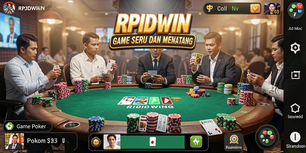 Tampilan gameplay seru pada RPIDWIN dengan aksi Poker mendebarkan.