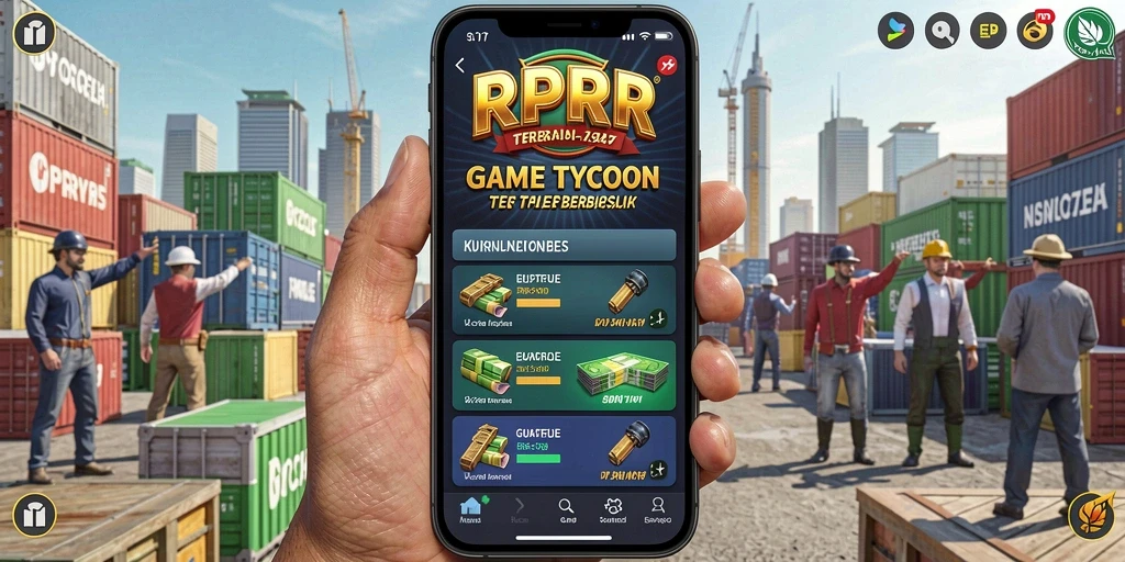 Tampilan gameplay RPRR yang menakjubkan dalam membangun kerajaan bisnis.