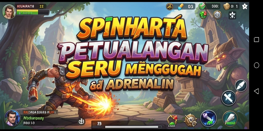 Screenshot SPINHARTA menunjukkan aksi petualangan yang mendebarkan dan pemandangan indah.