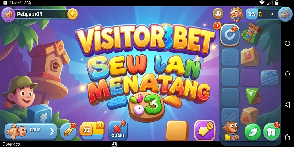 Screenshot utama game Match-3 yang penuh warna dan keseruan.